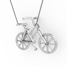 Bisiklet Kolye - Ametist 925 ayar gümüş kolye (40 cm gümüş rolo zincir) #1s2as43