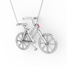 Bisiklet Kolye - Rodolit garnet 8 ayar beyaz altın kolye (40 cm gümüş rolo zincir) #1tcqo6r
