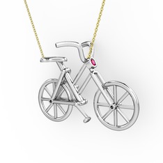 Rodolit garnet 8 ayar beyaz altın kolye (40 cm altın rolo zincir)