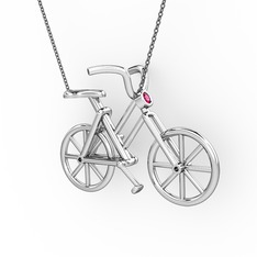 Bisiklet Kolye - Rodolit garnet 8 ayar beyaz altın kolye (40 cm gümüş rolo zincir) #1y02g00