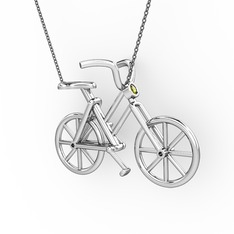 Peridot 14 ayar beyaz altın kolye (40 cm gümüş rolo zincir)