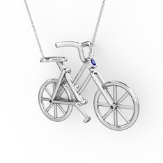 Bisiklet Kolye - Lab safir 14 ayar beyaz altın kolye (40 cm beyaz altın rolo zincir) #bkfmhl