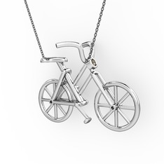 Bisiklet Kolye - Dumanlı kuvars 925 ayar gümüş kolye (40 cm gümüş rolo zincir) #cbe78v