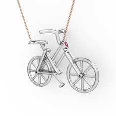 Bisiklet Kolye - Rodolit garnet 925 ayar gümüş kolye (40 cm rose altın rolo zincir) #jvuzt8