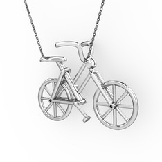 Bisiklet Kolye - Swarovski 14 ayar beyaz altın kolye (40 cm gümüş rolo zincir) #tqplng