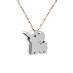 Fil Kolye - Garnet 925 ayar gümüş kolye (40 cm rose altın rolo zincir) #1fl2mt8