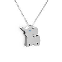 Fil Kolye - Akuamarin 925 ayar gümüş kolye (40 cm beyaz altın rolo zincir) #1psrnmu