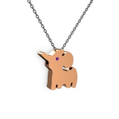 Fil Kolye - Ametist 18 ayar rose altın kolye (40 cm gümüş rolo zincir) #1uquzjf