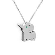 Yeşil kuvars 18 ayar beyaz altın kolye (40 cm beyaz altın rolo zincir)