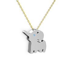 Fil Kolye - Akuamarin 925 ayar gümüş kolye (40 cm altın rolo zincir) #3hi9va