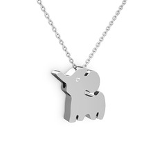 Fil Kolye - Swarovski 18 ayar beyaz altın kolye (40 cm beyaz altın rolo zincir) #c7mnjo