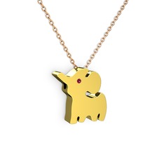 Rodolit garnet 14 ayar altın kolye (40 cm rose altın rolo zincir)