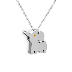 Fil Kolye - Sitrin 8 ayar beyaz altın kolye (40 cm beyaz altın rolo zincir) #gzay9d