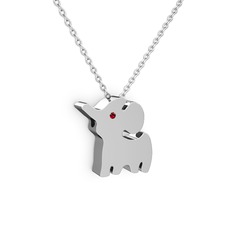 Fil Kolye - Garnet 18 ayar beyaz altın kolye (40 cm beyaz altın rolo zincir) #kurfwu