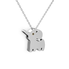 Dumanlı kuvars 18 ayar beyaz altın kolye (40 cm beyaz altın rolo zincir)