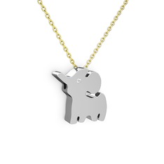 Fil Kolye - Pırlanta 925 ayar gümüş kolye (0.0088 karat, 40 cm altın rolo zincir) #n0yzcu