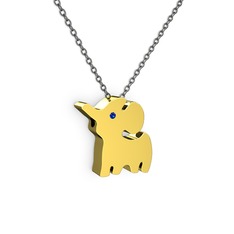 Fil Kolye - Lab safir 14 ayar altın kolye (40 cm gümüş rolo zincir) #wj2pgo