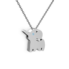 Akuamarin 8 ayar beyaz altın kolye (40 cm gümüş rolo zincir)