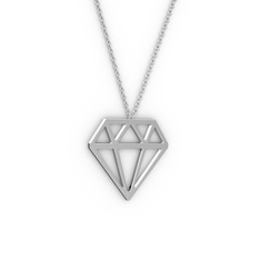 Arin Pırlanta Kolye - 18 ayar beyaz altın kolye (40 cm gümüş rolo zincir) #1sgb3dp