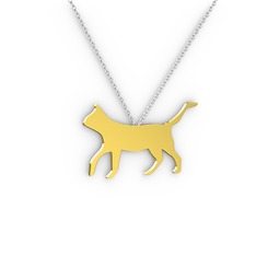 Lulu Kedi Kolye - 14 ayar altın kolye (40 cm beyaz altın rolo zincir) #12zsa96