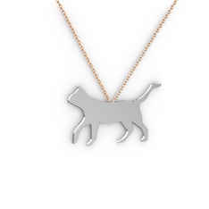 Lulu Kedi Kolye - 925 ayar gümüş kolye (40 cm rose altın rolo zincir) #185mfw5
