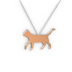 Lulu Kedi Kolye - 8 ayar rose altın kolye (40 cm beyaz altın rolo zincir) #1sq23ai
