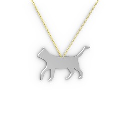 Lulu Kedi Kolye - 14 ayar beyaz altın kolye (40 cm gümüş rolo zincir) #fsfypb