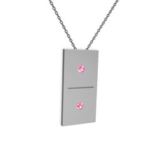 Pembe kuvars 925 ayar gümüş kolye (40 cm gümüş rolo zincir)
