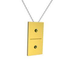Domino Kolye - Peridot 8 ayar altın kolye (40 cm beyaz altın rolo zincir) #11q2jmz