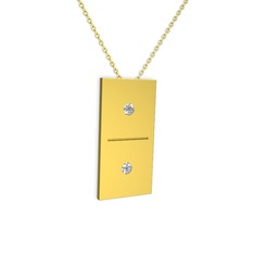 Domino Kolye - Pırlanta 925 ayar altın kaplama gümüş kolye (0.12 karat, 40 cm altın rolo zincir) #1292tdm