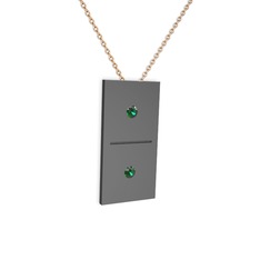 Domino Kolye - Yeşil kuvars 925 ayar siyah rodyum kaplama gümüş kolye (40 cm rose altın rolo zincir) #12t5uuu