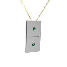 Domino Kolye - Yeşil kuvars 14 ayar beyaz altın kolye (40 cm altın rolo zincir) #13e6y