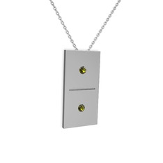 Domino Kolye - Peridot 14 ayar beyaz altın kolye (40 cm beyaz altın rolo zincir) #165mkm3