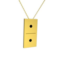 Domino Kolye - Siyah zirkon 18 ayar altın kolye (40 cm altın rolo zincir) #19kibac