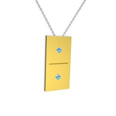 Domino Kolye - Akuamarin 14 ayar altın kolye (40 cm beyaz altın rolo zincir) #1buvqxr
