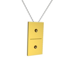 Domino Kolye - Dumanlı kuvars 925 ayar altın kaplama gümüş kolye (40 cm beyaz altın rolo zincir) #1d15n0l