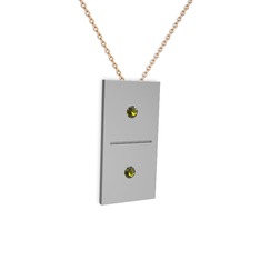 Peridot 18 ayar beyaz altın kolye (40 cm rose altın rolo zincir)