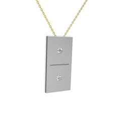 Domino Kolye - Swarovski 8 ayar beyaz altın kolye (40 cm altın rolo zincir) #1ixn1es