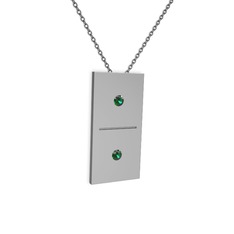 Domino Kolye - Yeşil kuvars 18 ayar beyaz altın kolye (40 cm gümüş rolo zincir) #1mb15x7