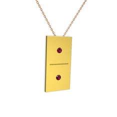 Domino Kolye - Rodolit garnet 925 ayar altın kaplama gümüş kolye (40 cm rose altın rolo zincir) #1mfuqc1