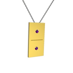 Domino Kolye - Ametist 14 ayar altın kolye (40 cm gümüş rolo zincir) #1o1x1l0