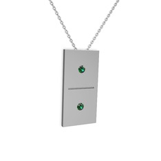 Yeşil kuvars 925 ayar gümüş kolye (40 cm beyaz altın rolo zincir)