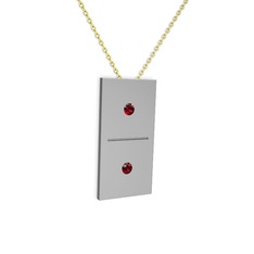 Domino Kolye - Garnet 8 ayar beyaz altın kolye (40 cm altın rolo zincir) #1t4amac