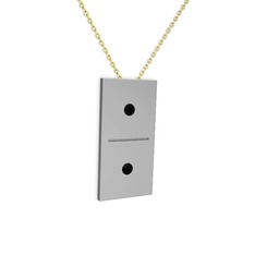 Domino Kolye - Siyah zirkon 8 ayar beyaz altın kolye (40 cm altın rolo zincir) #1t7ilvt
