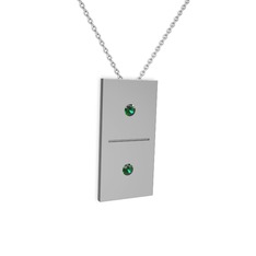 Domino Kolye - Yeşil kuvars 925 ayar gümüş kolye (40 cm beyaz altın rolo zincir) #1tby3bc
