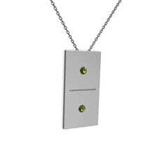 Domino Kolye - Peridot 925 ayar gümüş kolye (40 cm gümüş rolo zincir) #1tj4ixx