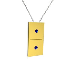 Domino Kolye - Lab safir 18 ayar altın kolye (40 cm gümüş rolo zincir) #1tvlq2b