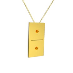 Domino Kolye - Sitrin 14 ayar altın kolye (40 cm gümüş rolo zincir) #1xflsu0