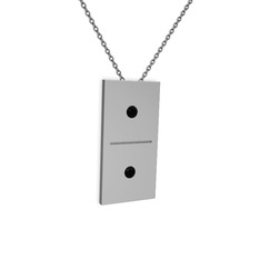 Domino Kolye - Siyah zirkon 925 ayar gümüş kolye (40 cm gümüş rolo zincir) #6jdnvi