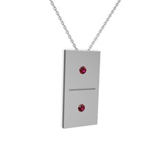 Rodolit garnet 18 ayar beyaz altın kolye (40 cm beyaz altın rolo zincir)
